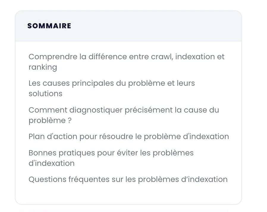 Optimiser son SEO pour les IA - Sommaire qui donne les réponses directement