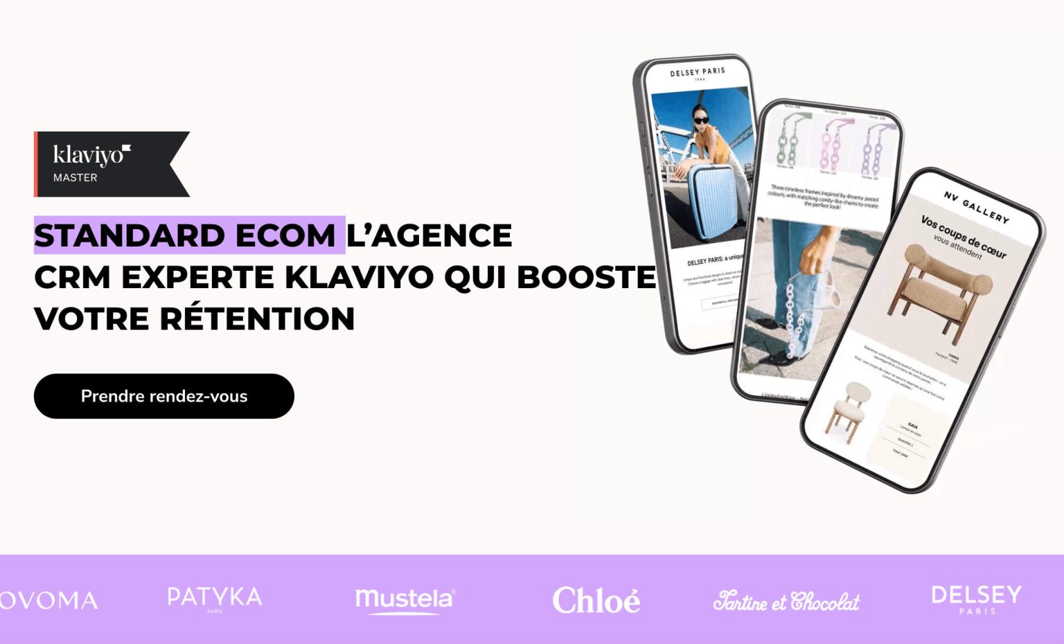 Page d’accueil de l’agence Klaviyo Standard Ecom